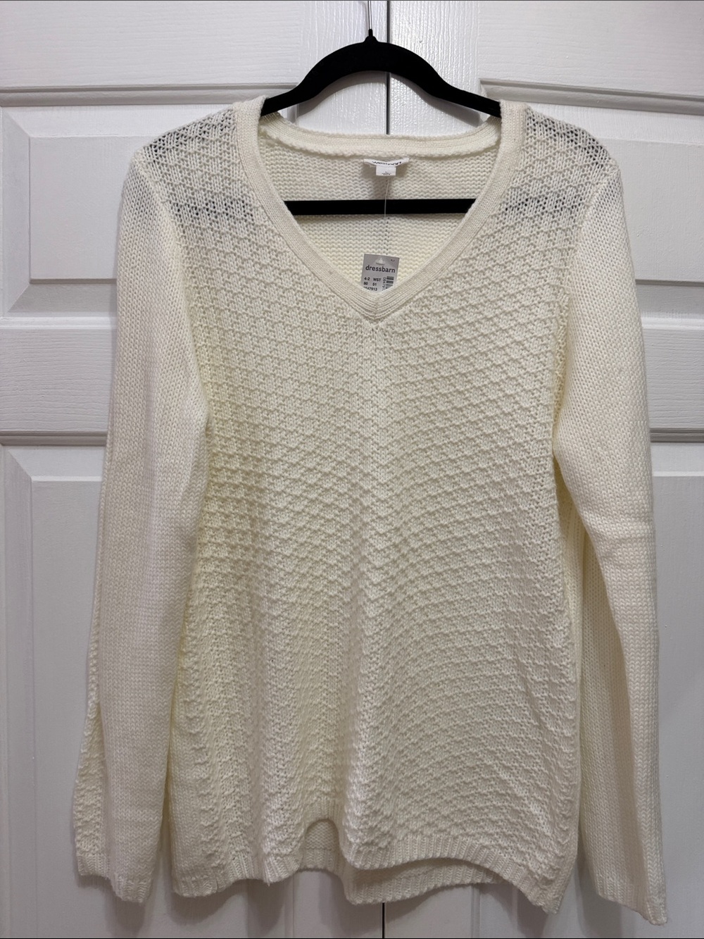 Westport Cream V-Neck Textured Lightweight Sweater